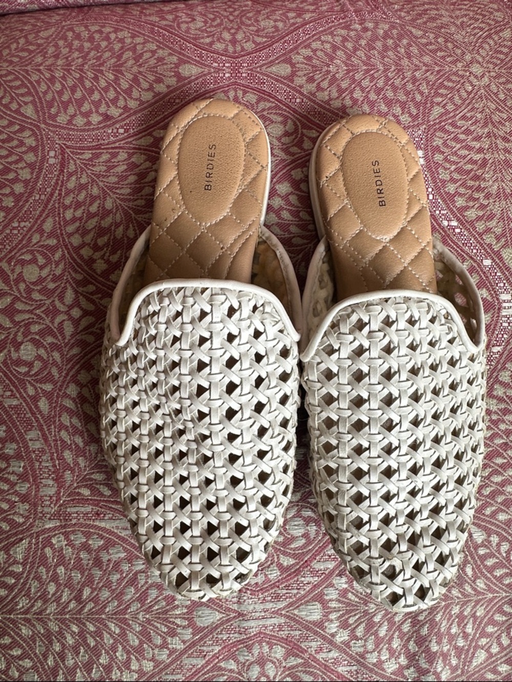 Birdies Cream woven slides Phoebe sz 7.5